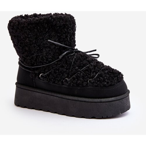 Boto Women's Lace-Up Snow Boots with Thick Sole Black Loso Cene
