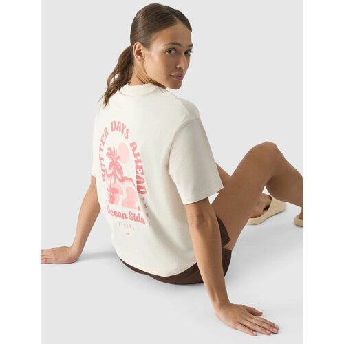 4f Women's oversize T-shirt with print - cream Slike