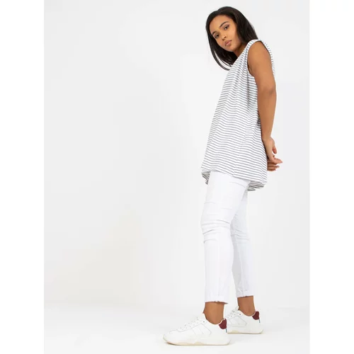 Fashion Hunters White and gray plus size V-neck top