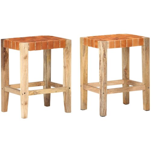 VidaXL Barski stolčki 2 kosa rjavo pravo usnje 60 cm, (20968387) Slike