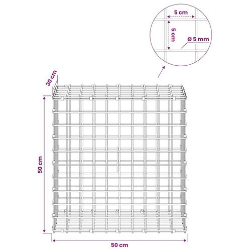  Gabion s žicom debljine 5 mm i mrežom 5x5 cm 50x30x50 cm - 30 cm 50 cm 50 cm Slike