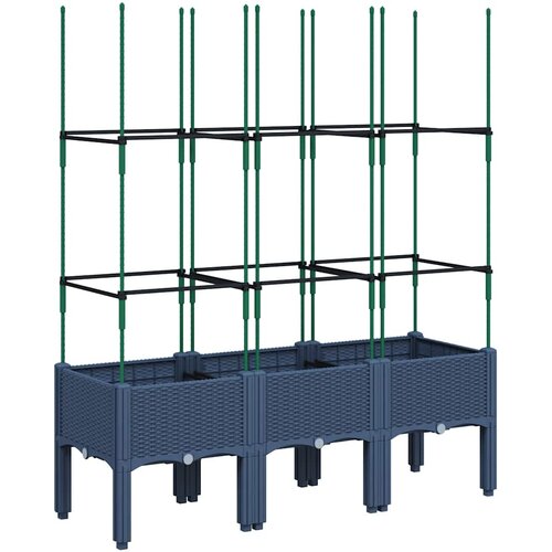  Vrtna sadilica s re&amp;scaron;etkom plava siva 120 x 40 x 142,5 cm PP Slike