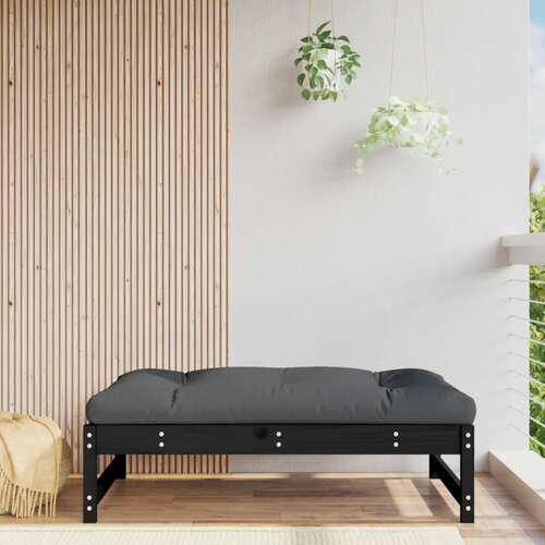 VidaXL Vrtni stolček za noge črn 120x80 cm trdna borovina Slike