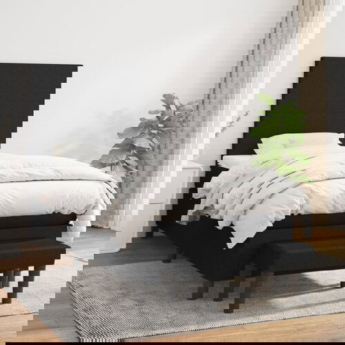 VidaXL Box spring postelja z vzmetnico črna 90x200 cm blago Slike