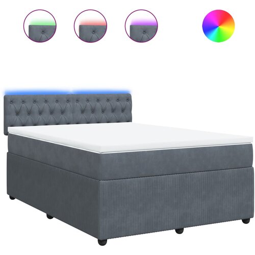 vidaXL Box spring posteljni z vzmetnico temno siv 140x190 cm žamet, (21305345) Cene