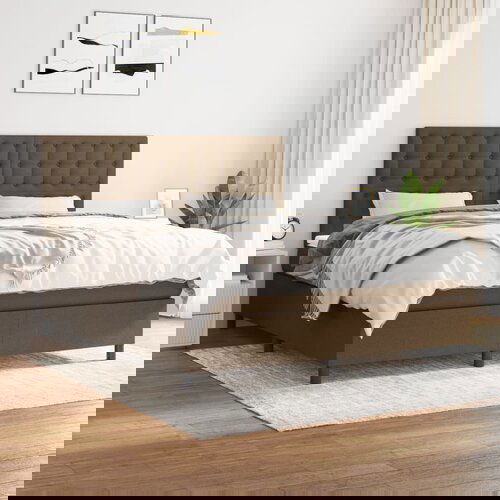  The Living Store Box spring postelja z vzmetnico temno rjava 180x200 cm blago - Box Spring Postelja, (21516373) Cene