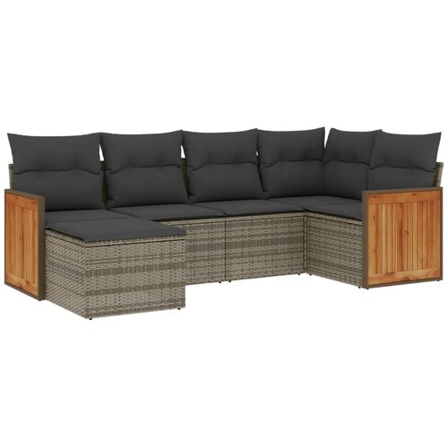  6-dijelni set vrtnih sofa od poliratana s jastucima sivi Slike