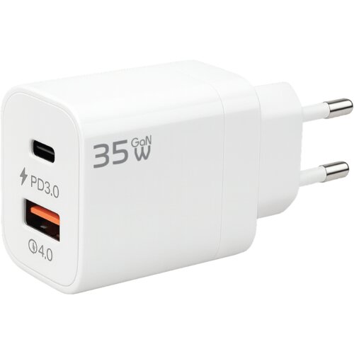 Redline Punjač kućni GL-35W-AC, 1 x USB-A, 1 x USB-C, Brzi, 35W, GaN, Bijeli Cijene