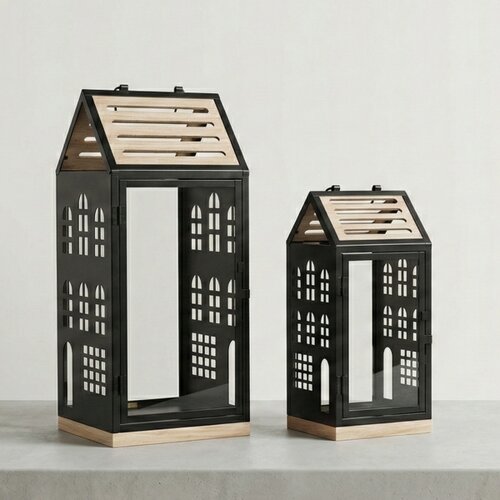  Dekorativna lanterna HOME 47,5 cm crna/bež Slike