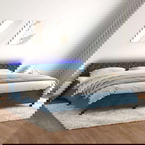  Box spring s madracem LED tamnoplavi 200x200 cm baršun Cijene