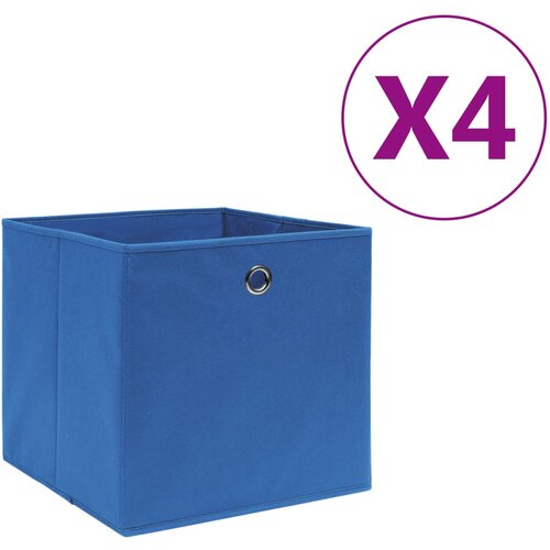 vidaXL Škatle 4 kosi netkano blago 28x28x28 cm modre Cene