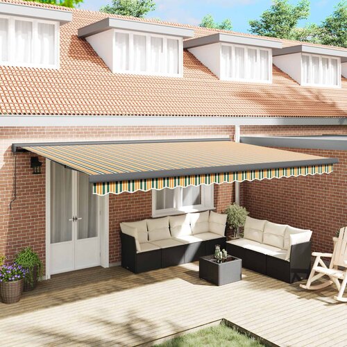  Povlačivi tende Zelena i žuta 500 &times; 300 cm Platno i Aluminij Cijene
