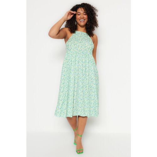 Trendyol Curve Plus Size Dress - Green - Skater Slike