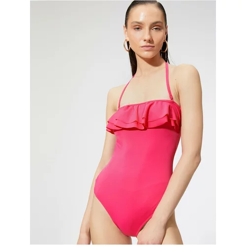 Koton Basic Swimsuit Frilly Halter Neck Detachable Strap