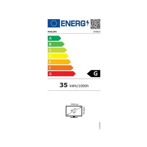 Philips 345B1C LCD zaslon Energetska učinkovitost 2021 G (A - G) 86.4 cm (34 palac) 3440 x 1440 piksel 21:9 5 m Slike
