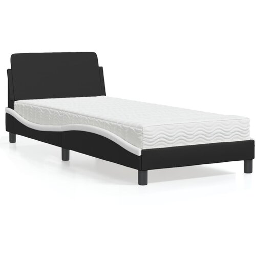 VidaXL Krevet s madracem crno-bijeli 90 x 200 cm od umjetne kože Slike