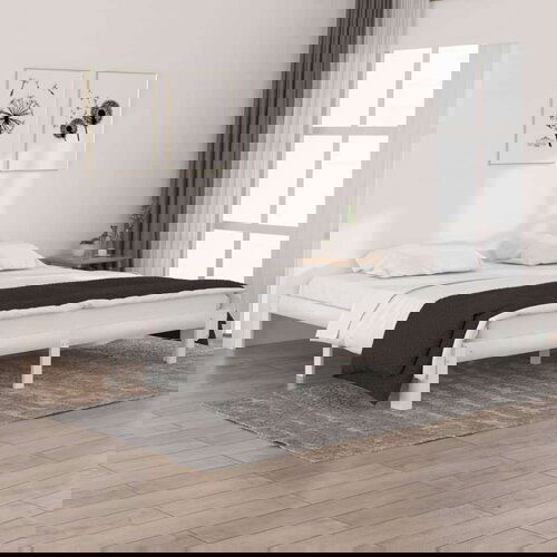  Posteljni okvir bel iz trdne borovine 200x200 cm, (20644527) Cene