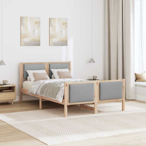  Krevetna konstrukcija Svijetlo siva 120 x 190 cm tkanina Smeđa Slike