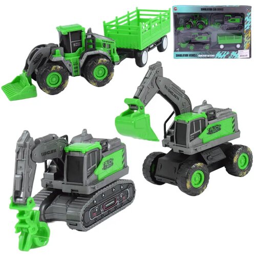 Magic Toys Simulation Vehicle: 3-delni set delovnih strojev z blatnimi kolesi Cene