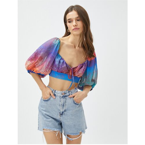 Koton Crop Blouse Ethnic Look Balloon Sleeve Slike