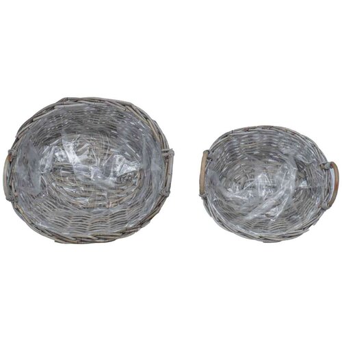  Ko&amp;scaron;arica za saksije s pohranom 2 pcs Siva Lacak ratan - Siva Slike