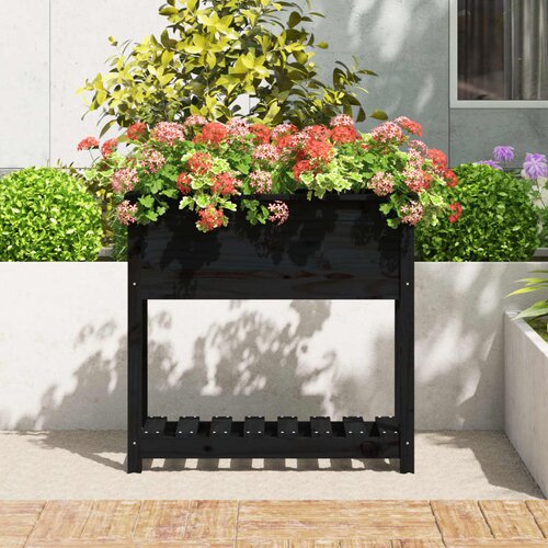  Sadilica s policom crna 82,5x34,5x81 cm od masivne borovine Slike