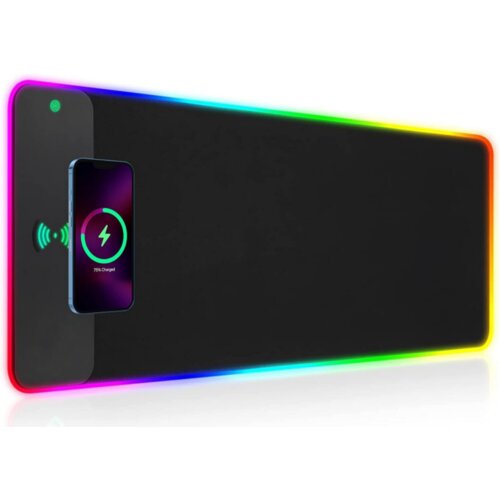 Venisymlis RGB podloga za mi&amp;scaron;ko - brezžično polnjenje (800x300 mm, črna), (22105471) Slike
