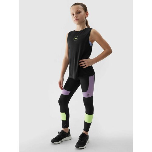 4f Girls' Sports Quick-Drying Leggings - Black Slike