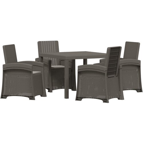  Vrtni set za objed 5 kom. Svjetlosiva PP 100 cm Slike