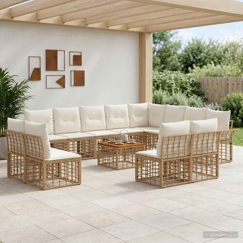  Set vanjskih sofa 13 kom. Prirodna i krema bijela Poliester Cijene