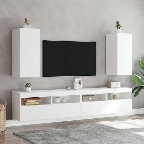  Zidni TV ormarić s LED svjetlima bijeli 30,5 x 35 x 70 cm Slike