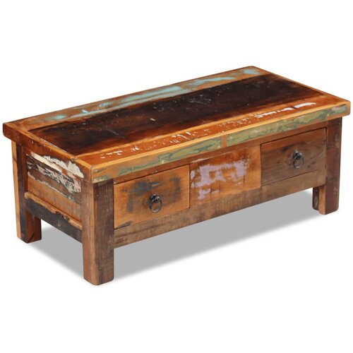Maison Chic Klubska mizica - kavna mizica - Nizka mizica s predali trden predelan les 90x45x35 cm, (21753329) Slike