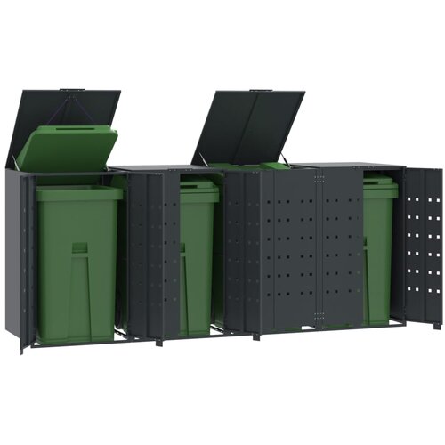 VidaXL Spremi&amp;scaron;te za 4 kante za otpad antracit 276x79x117 cm čelično Slike
