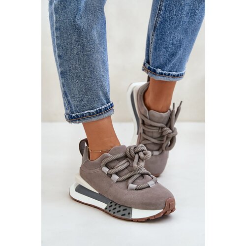 Kesi Suede women&amp;#039;s platform sneakers with chunky lacing Artiker grey Slike