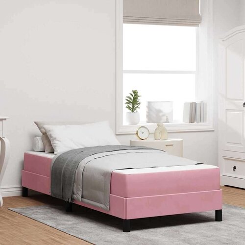 Box Postelja z vzmetnico z vzmetnico Roza 100 x 220 cm blago, (5000127639) Cene