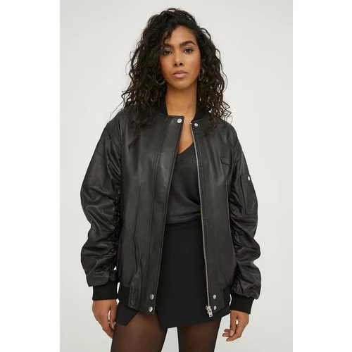 IRO Kožna bomber jakna za žene, boja: crna, za prijelazno razdoblje