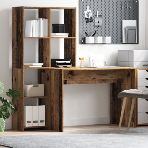 vidaXL Stol s policom Staro drvo 138.5 x 55 x 143 cm Konstruirano drvo Cijene