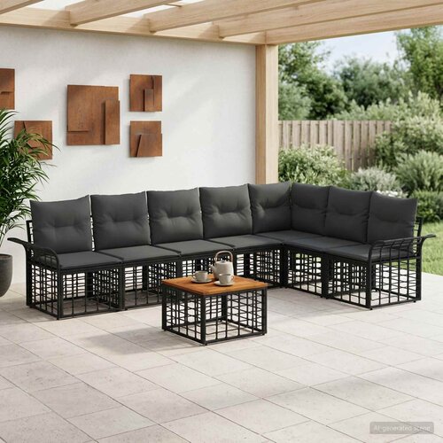  Set vanjskih sofa 8 kom. Crna i tamno siva Poliester Cijene