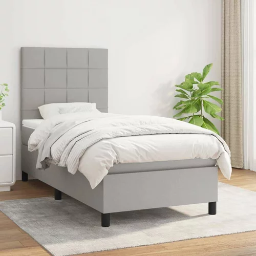  Box spring postelja z vzmetnico svetlo siv 100x200 cm blago, (20846874)