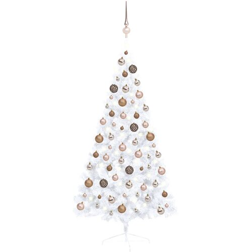 vidaXL umjetna polovica božićnog drvca LED s kuglicama bijela 150 cm Cene
