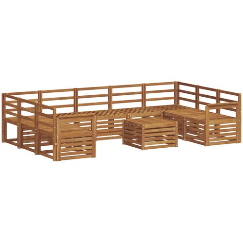  Set vanjskih sofa 10 kom. Prirodna Smeđa 59 x 59 x 37 cm Slike