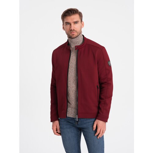 Ombre Men's BIKER jacket in structured fabric - maroon Slike