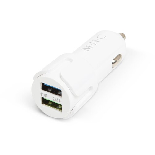 M.N.C. avtopolnilec z dvema usb vtičnicama 2,4A beli Slike