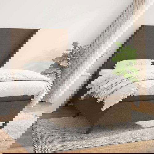  Krevet s oprugama i madracem tamnosmeđi 90 x 190 cm od tkanine Slike