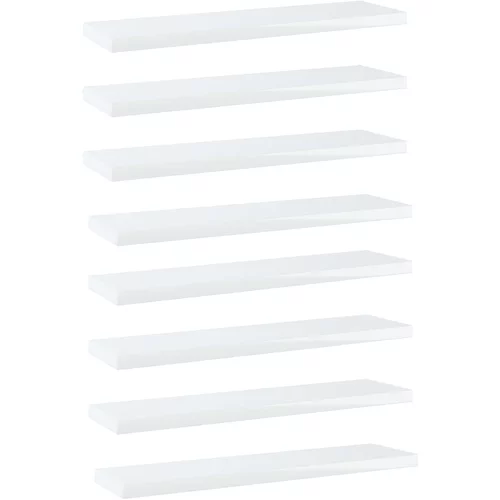 vidaXL Police za knjige 8 kom visoki sjaj bijele 40x10x1 5 cm iverica