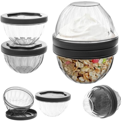KADAX Posoda za m&uuml;sli, jogurt, sadje, solato, ovseno ka&scaron;o 700 ml Lunchbox 2v1 Box, (5000355143) Cene