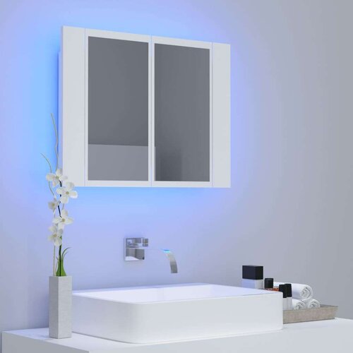 VidaXL LED kopalni&amp;scaron;ka omarica z ogledalom bela 60x12x45 cm Slike
