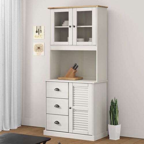 VidaXL Visoka omara VIGO bela 78x40x175 cm trdna borovina Slike