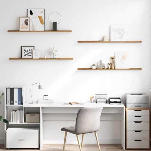  Polica na zidu 4 pcs Smeđa 115 x 9 x 3 cm Konstruirano drvo Slike
