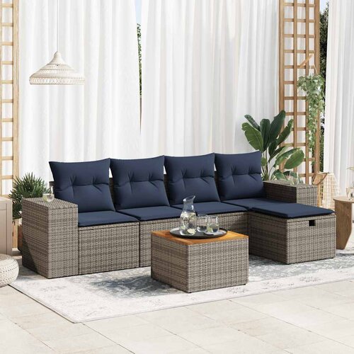vidaXL 6-dijelni set vrtnih sofa od poliratana s jastucima sivi Cijene